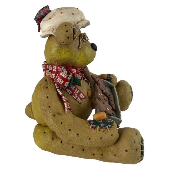 Teddy Bear Figurine Christmas Baker Cookies Bonnet Glasses Stands 7-1/2" Tall - Picture 8 of 13